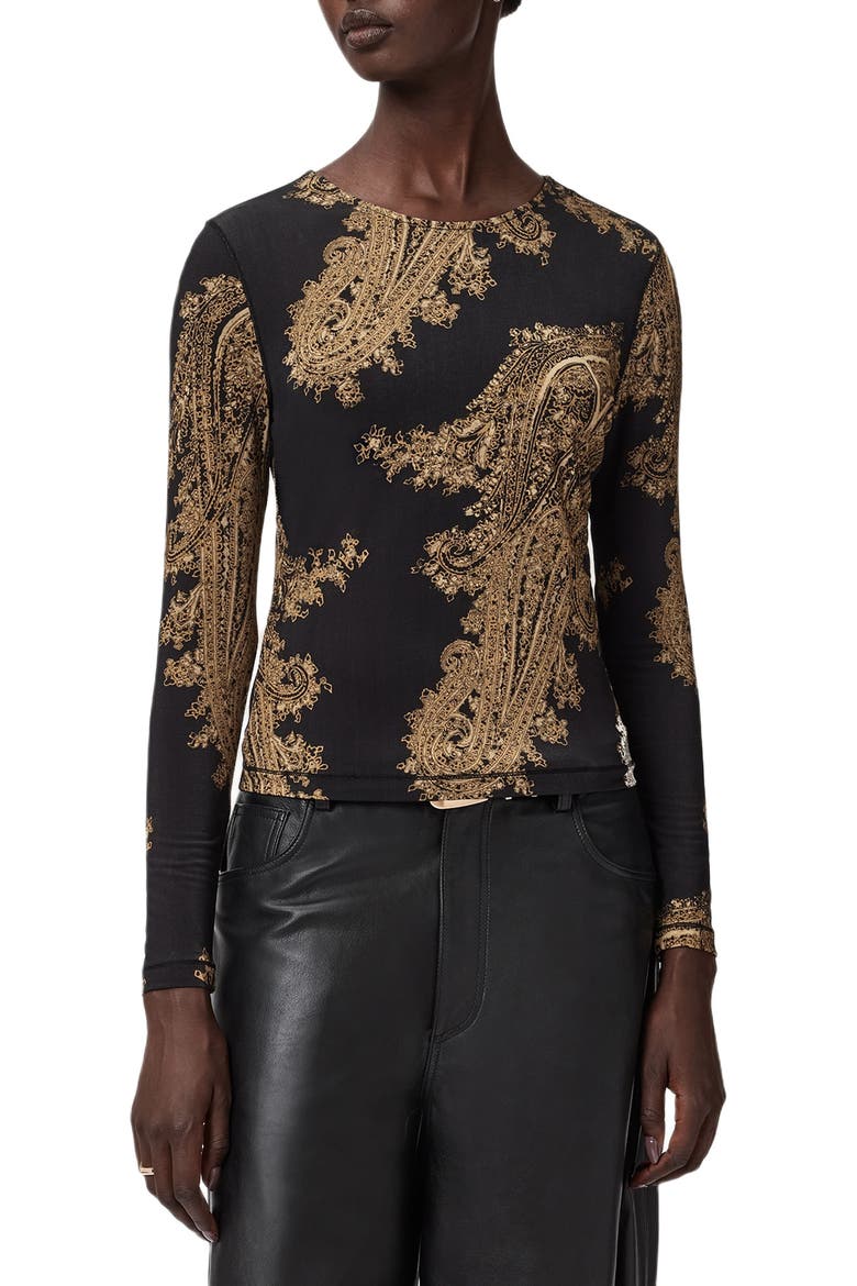 Katlyn Paisley Print Knit Top, Main, color, ELLA BLACK