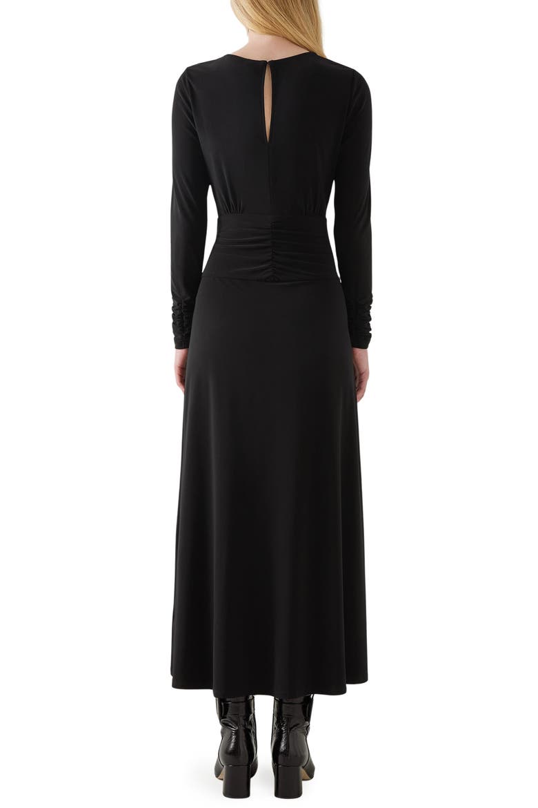 Christie Ruched Long Sleeve Maxi Dress, Alternate, color, BLACK