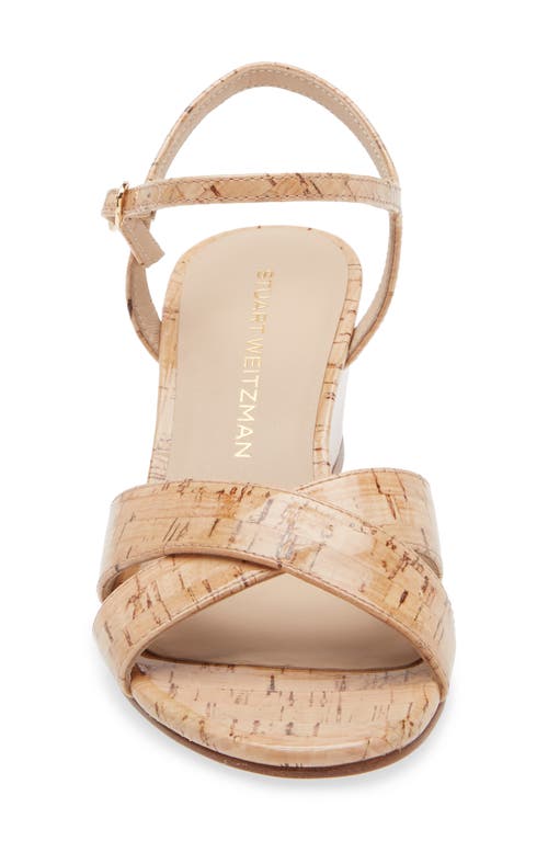 Stuart Weitzman Dayna Cork Crisscross Wedge Sandals In Natural.