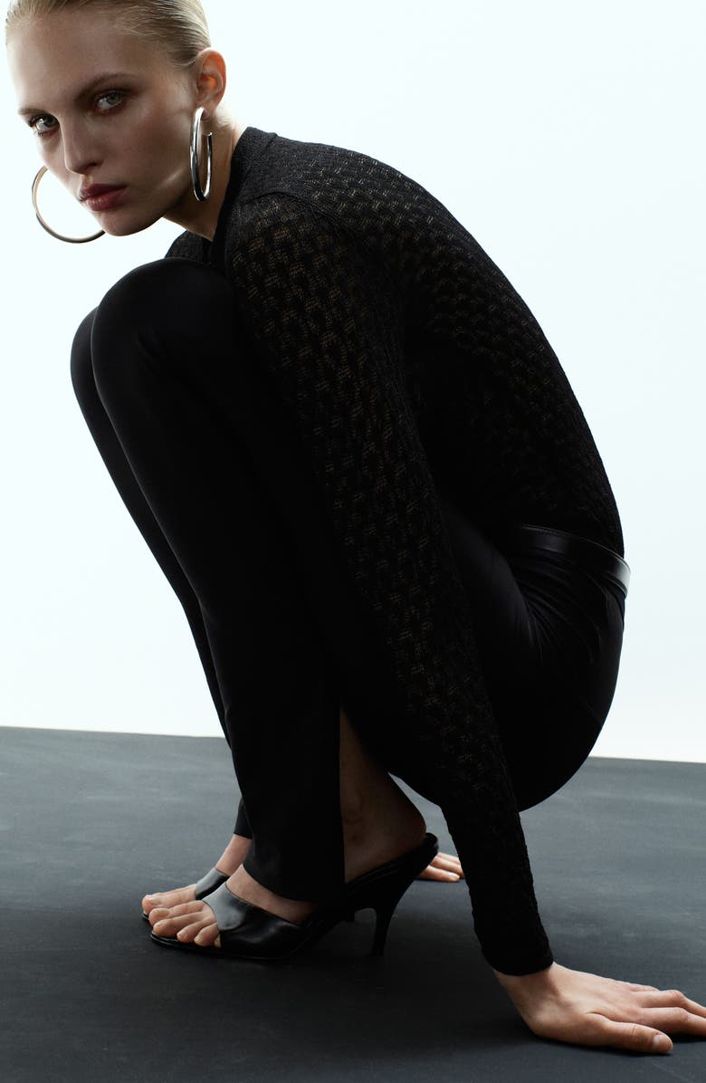 MANGO x Kaia Gerber Openwork Cardigan, Alternate, color, Black