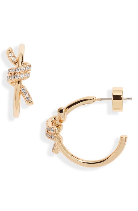 Cubic Zirconia Knot Huggie Hoop Earrings