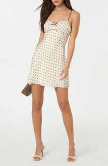 ASTR the Label Satin Bow Trim Polka Dot Minidress