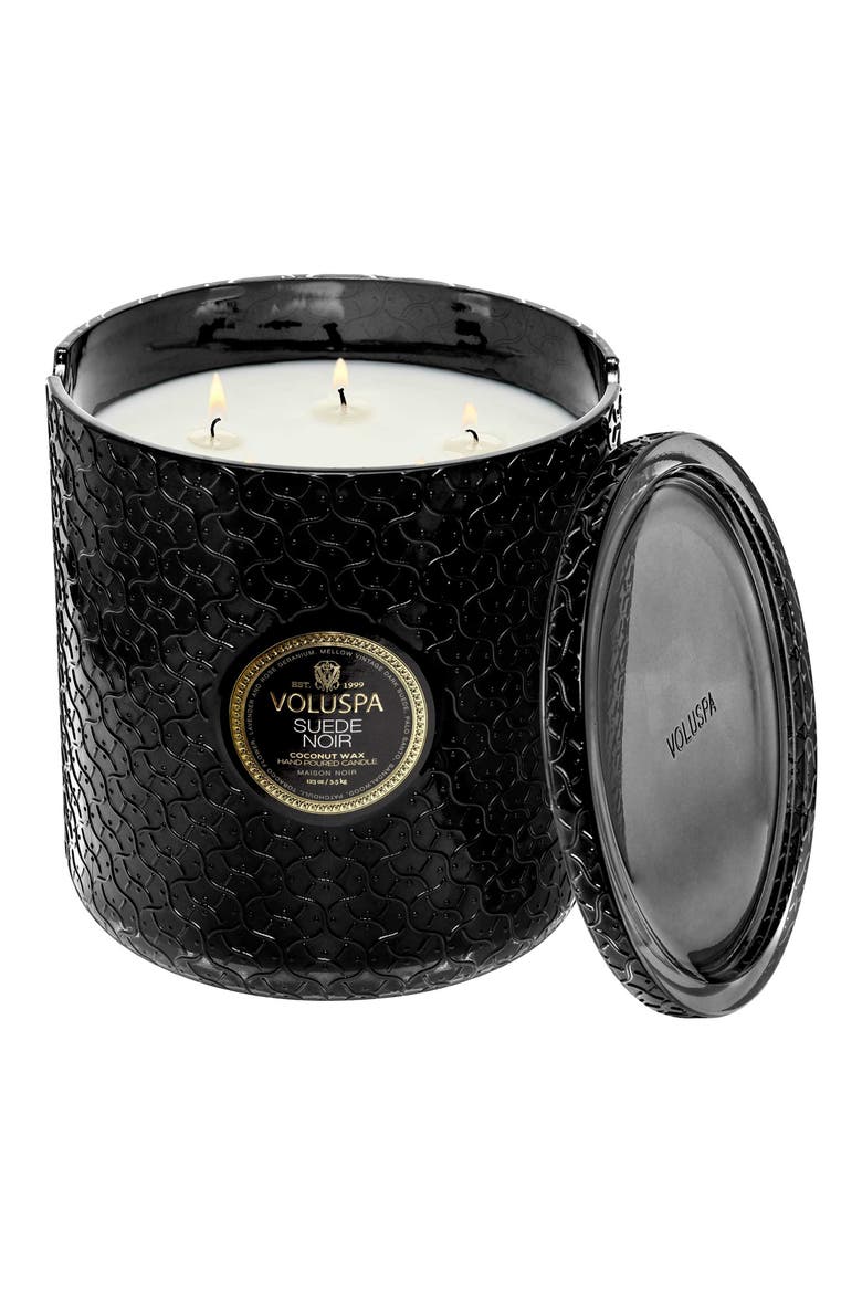 Suede Noir 5-Wick Hearth Candle, Main, color, SUEDE NOIR