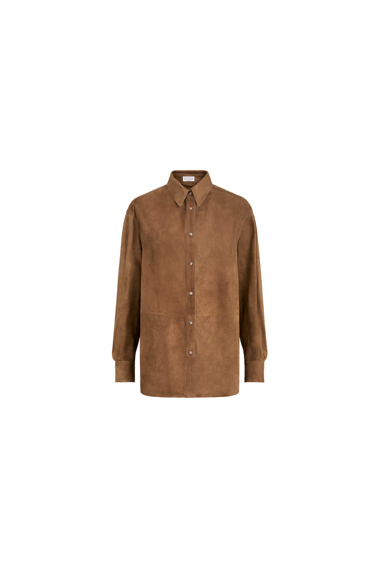 Suede shirt with monili, Alternate, color, Light Brown