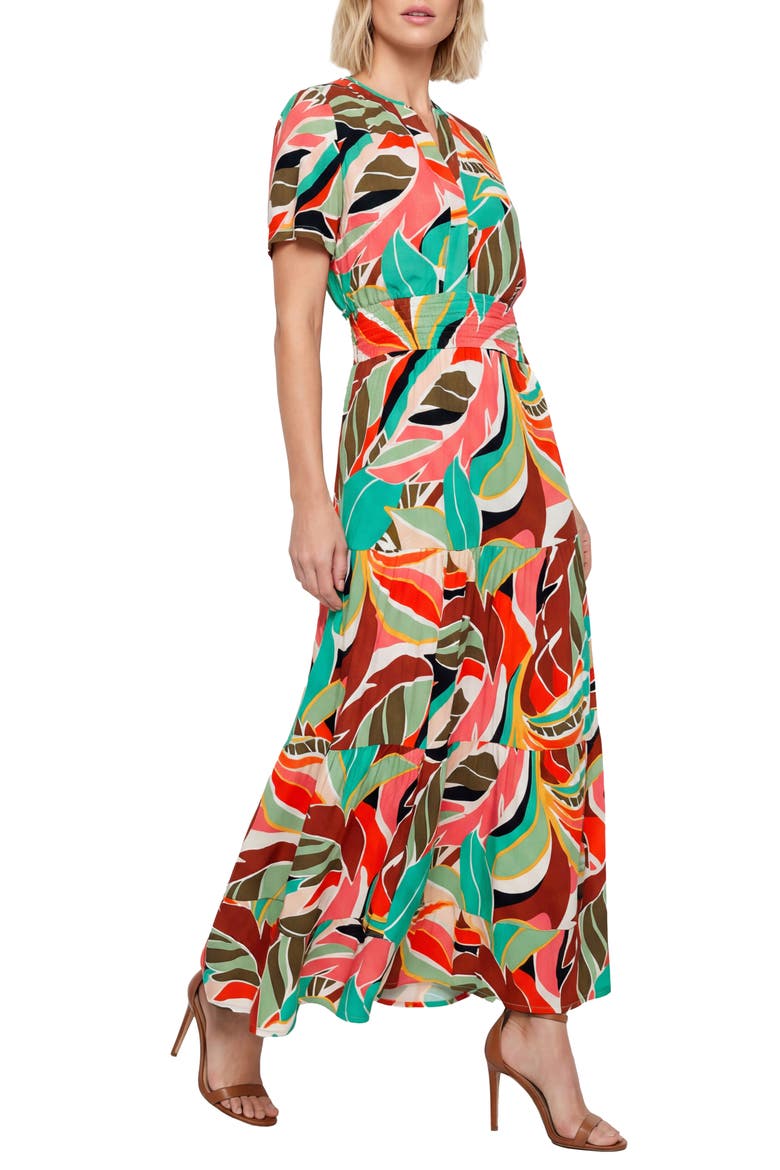 Rio Short Sleeve Tiered Maxi Dress, Main, color, RIO LAND