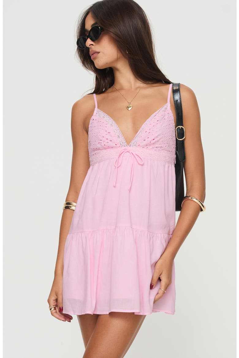 Nicoletta Eyelet Embroidered Babydoll Minidress, Alternate, color, LIGHT/PASTEL PINK