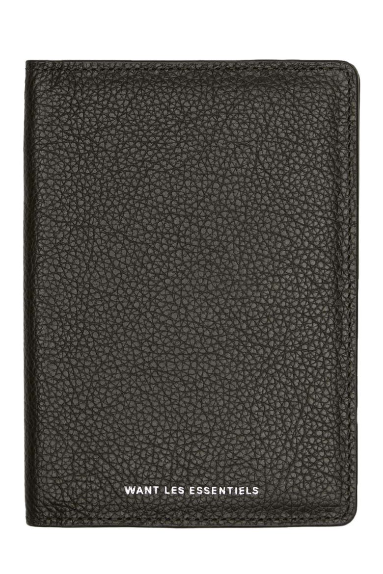 Pearson Pebble-Grained Leather Passport Cover, Main, color, Black