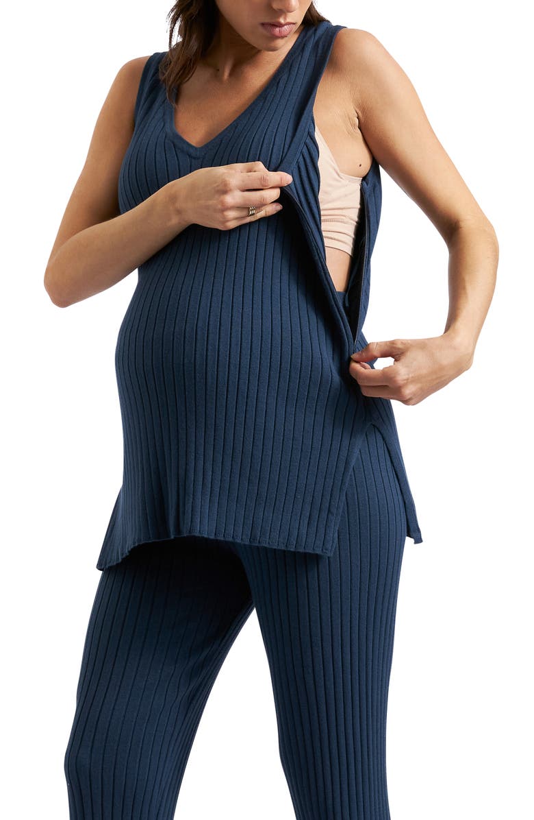 Ripe Maternity Sophie Rib Knit Nursing Top, Alternate, color, French Navy