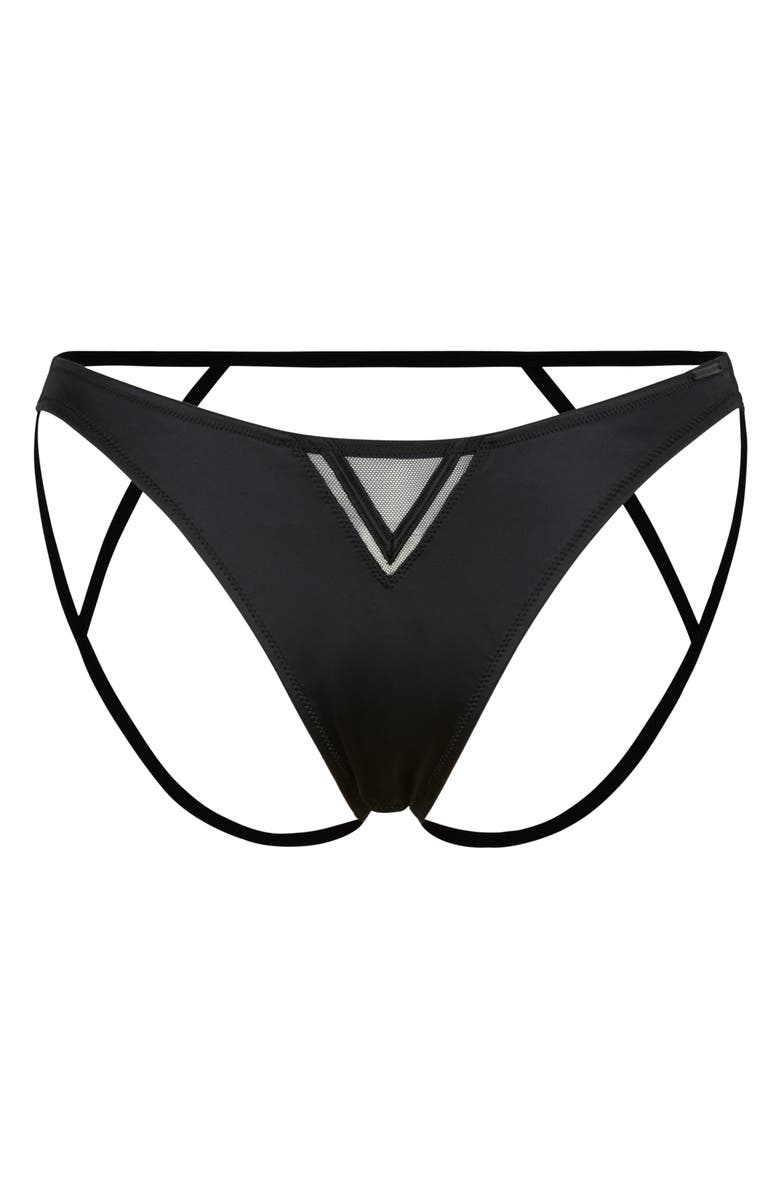 SAVAGE X FENTY Satin Vixen Crotchless Briefs, Main, color, Black Caviar