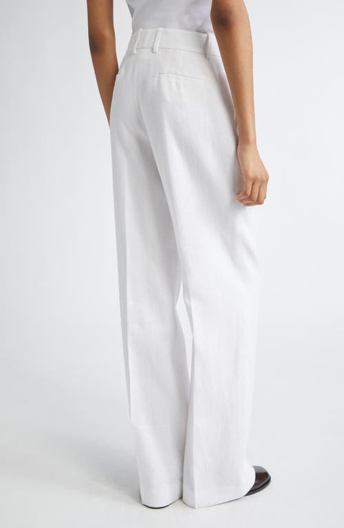 Lafayette 148 New York Sullivan Wide Leg Linen Pants In White
