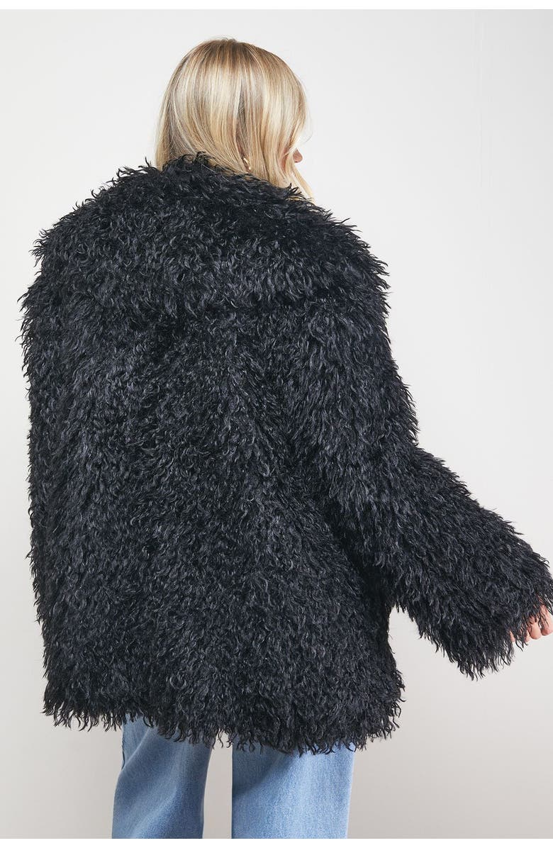 Oasis Mongolian Faux Fur Short Coat, Alternate, color, Black