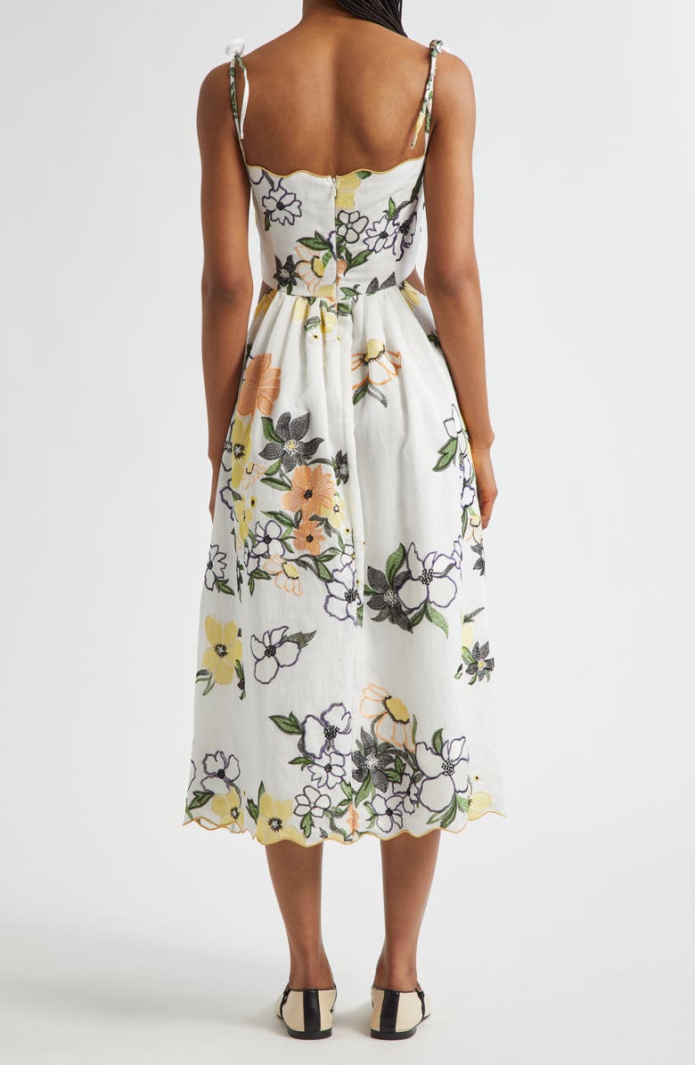 Stine Goya Floral Cutout Detail Midi Dress, Alternate, color, Wild Flowers Embroidery