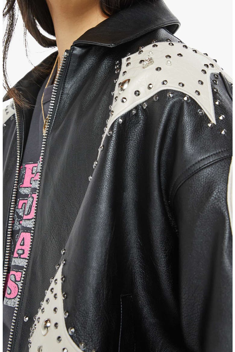 MOTHER The Zip It Studded Faux Leather Jacket (Women) | Nordstrom