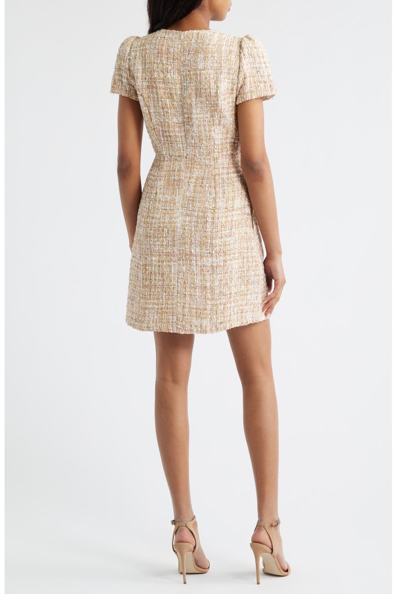 Pin Detail Bouclé Dress, Alternate, color, IVORY/ GOLD