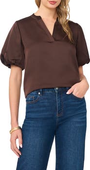 Vince Camuto Puff Sleeve Satin Top