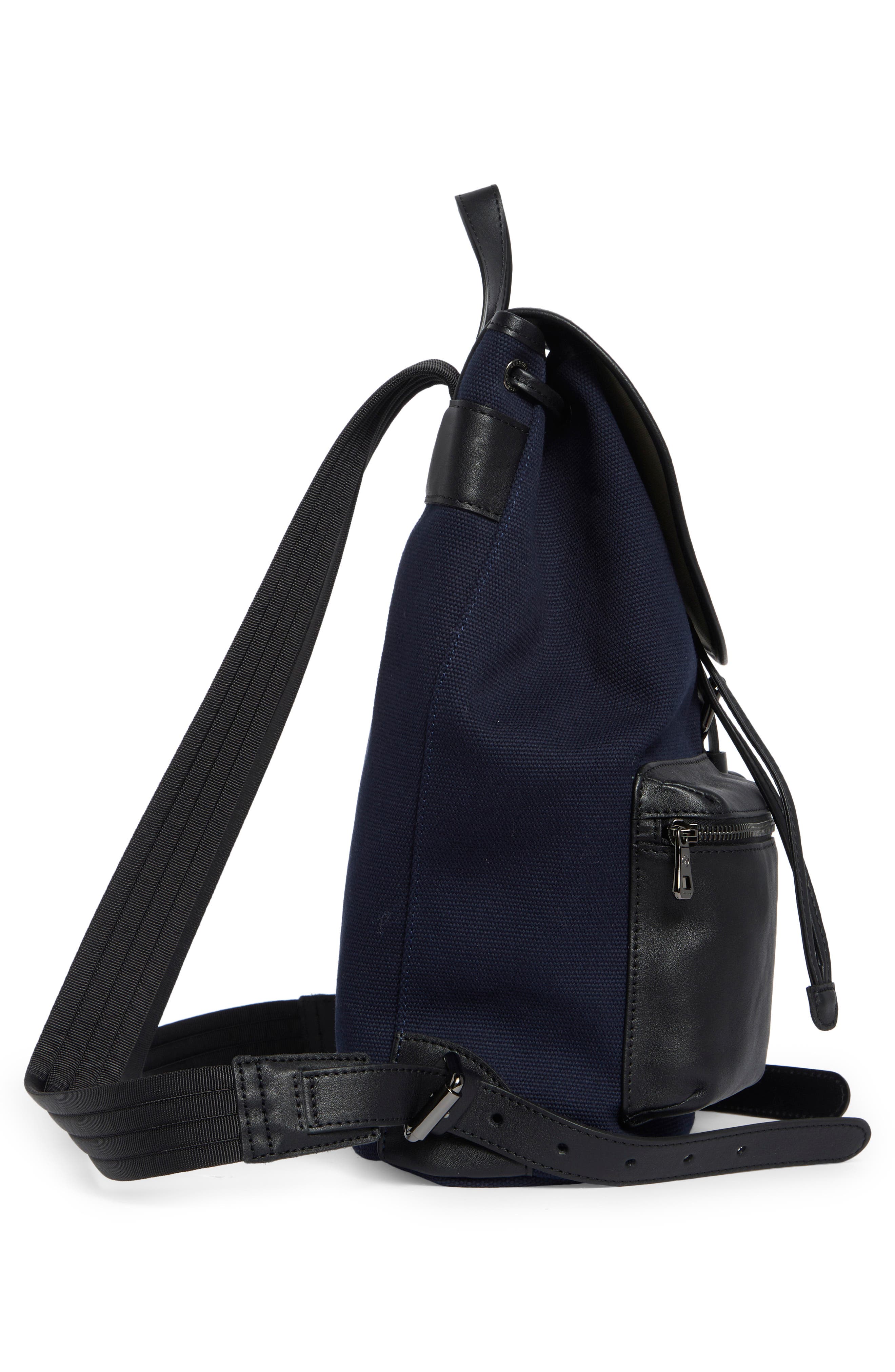 Longchamp 3D Leather & Twill Backpack, Alternate, color, Navy/Black