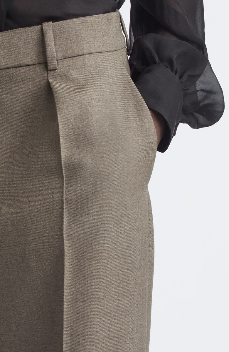 Saint Laurent Wool Straight Leg Pants, Alternate, color, Taupe Chine