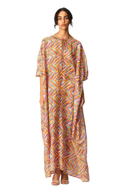 MISSONI MISSONI LONG KAFTAN IN PRINTED COTTON AND SILK BLEND 