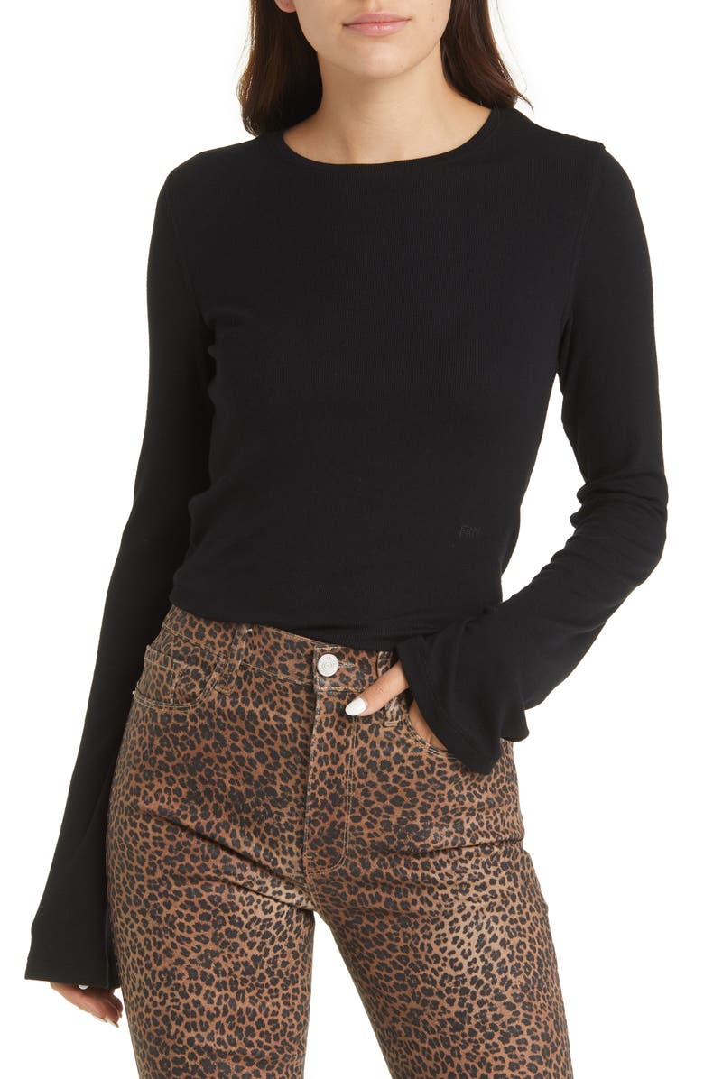 FRAME Long Sleeve Rib Top, Main, color, 