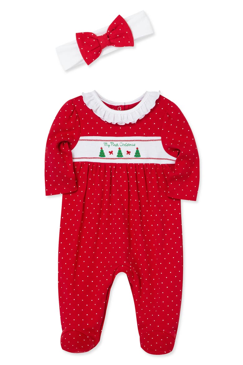 Kids' My First Christmas Footie and Headband Set, Alternate, color, RED