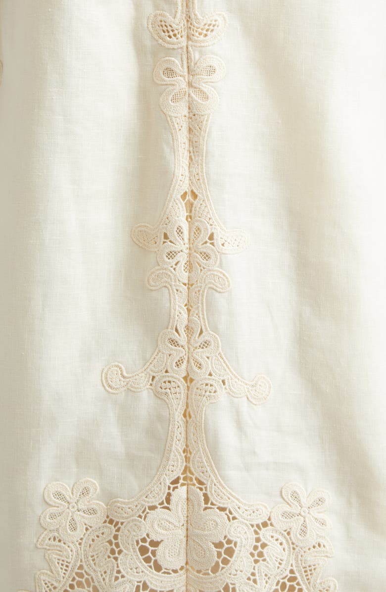 Ulla Johnson Camie Lace Long Sleeve Shift Minidress, Alternate, color, Ivory