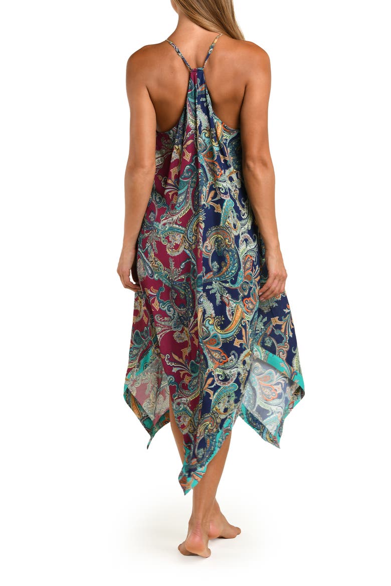 Bessarabian Paisley Midi Cover-Up Dress, Alternate, color, BLUE/ GREEN MULTI