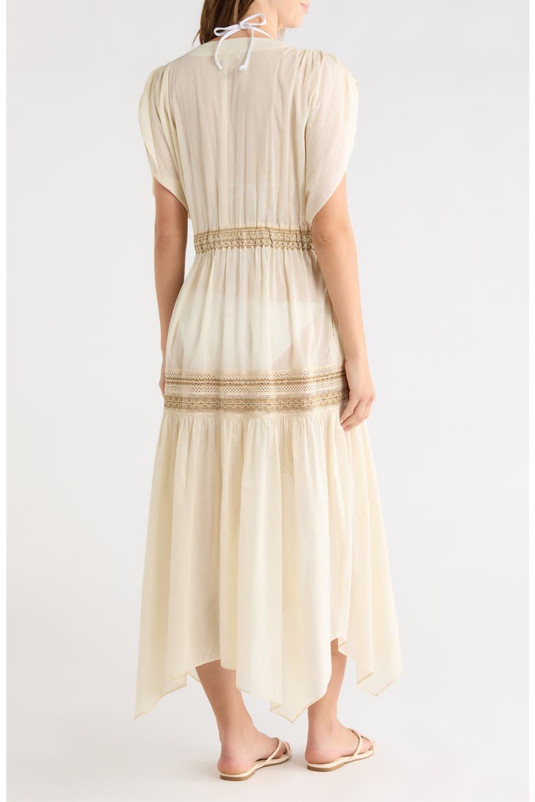 Audra Lace Trim Tie Front Cover-Up Dress, Alternate, color, SANDSTONE