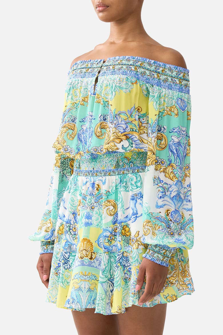 Off Shoulder Short Dress, Alternate, color, Dial Up The Tiles
