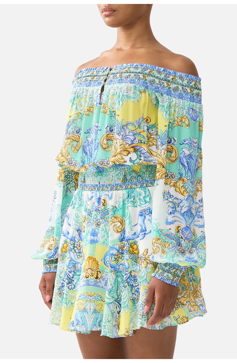Camilla Off Shoulder Short Dress, Alternate, color, Dial Up The Tiles
