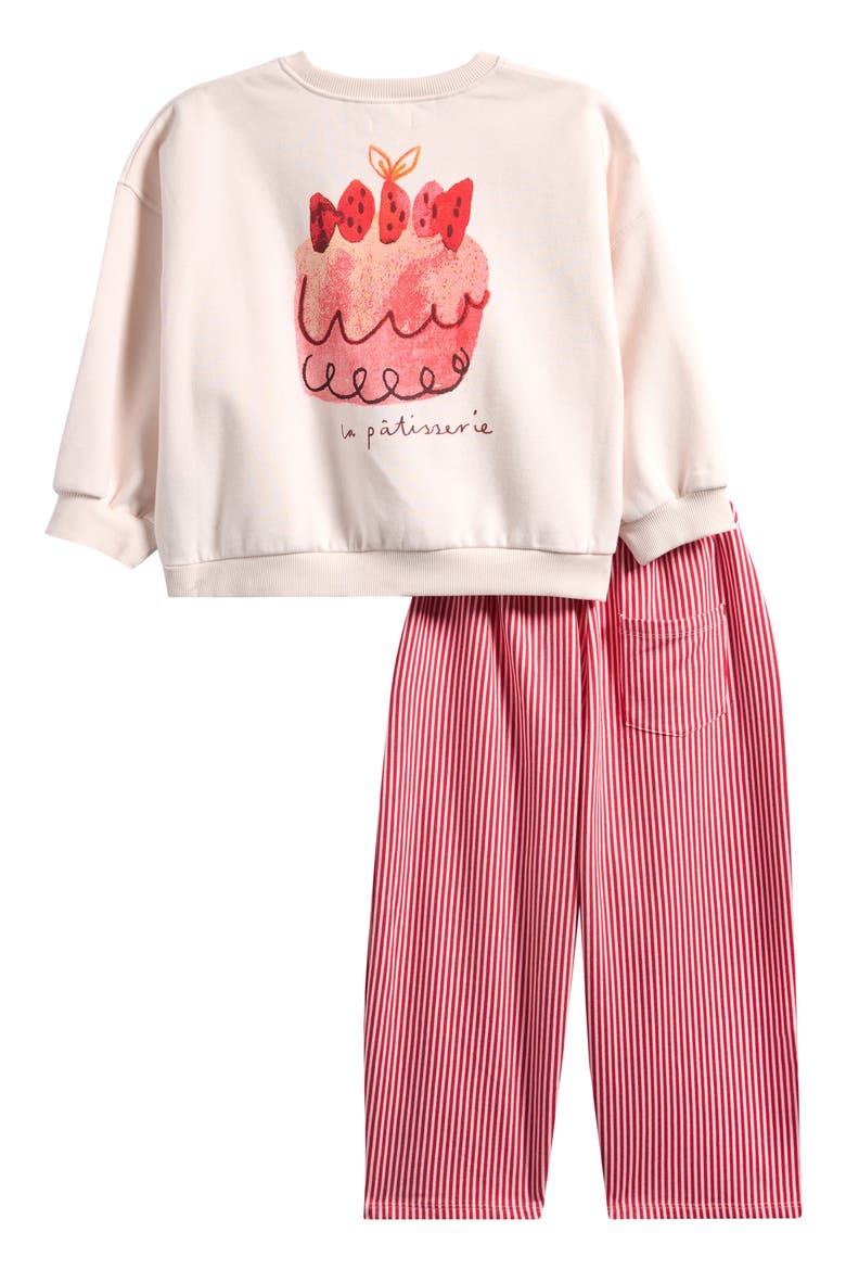 Kids' Pink Cake Graphic Sweatshirt & Barrel Leg Joggers, Alternate, color, PINK