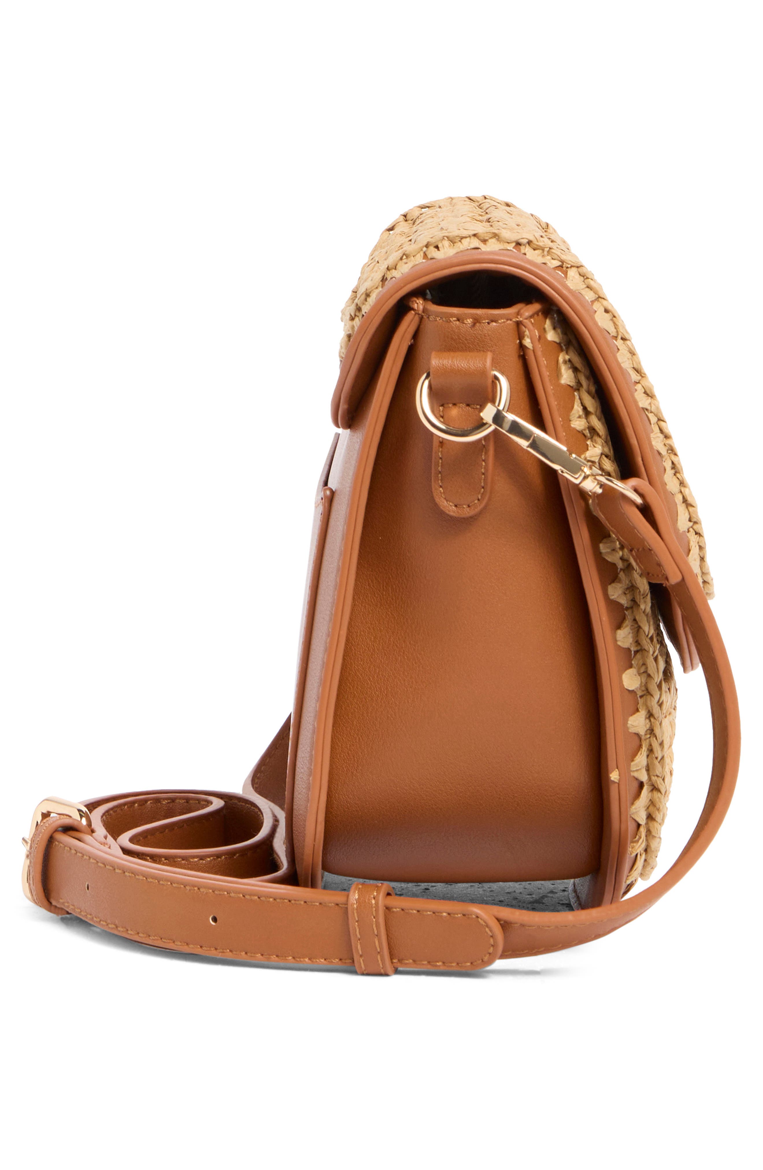 URBAN EXPRESSIONS HANDBAGS Woven Straw Flap Crossbody Bag, Alternate, color, 