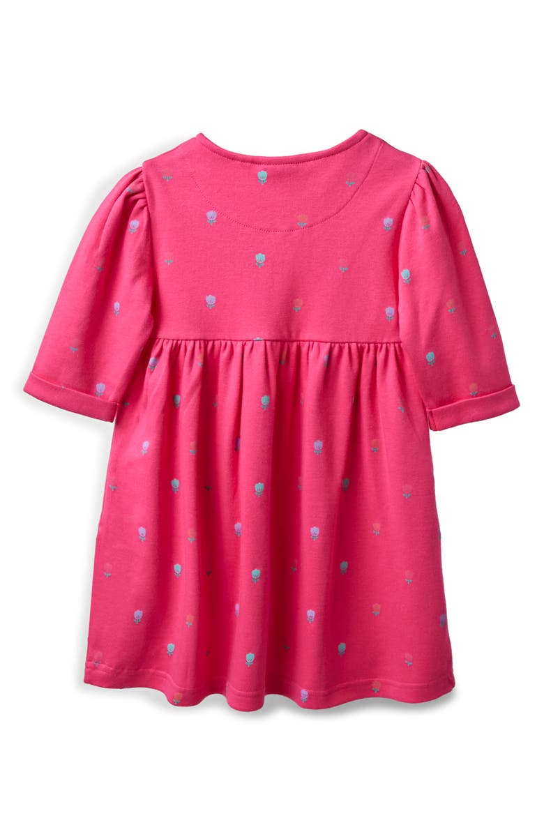 JOJO MAMAN BEBE Kids' Dinosaur Appliqué Cotton Dress, Alternate, color, Fuchsia