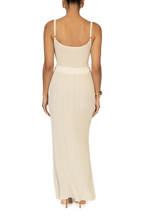 Jluxlabel Serena Metallic Rib Knit Camisole & Skirt Set In Beige