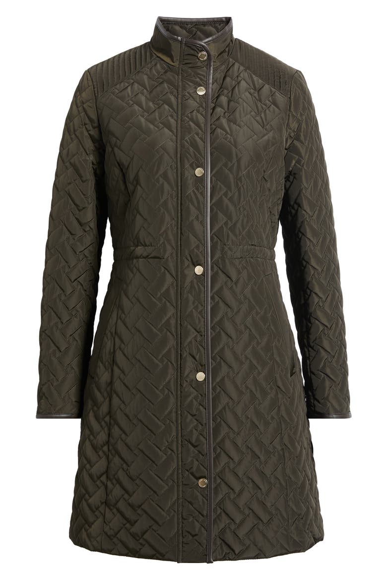 Signature Quilted Stand Collar Jacket, Alternate, color, OLIVE