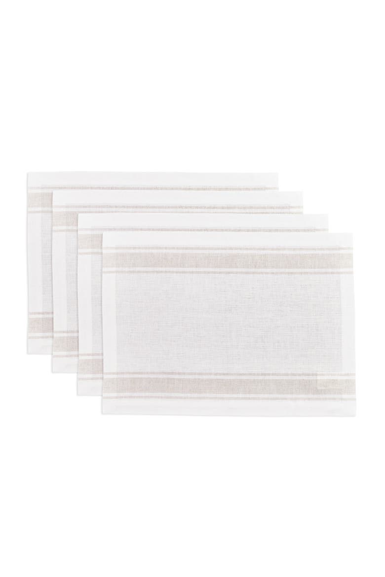 Linen Placemats - Country Stripe, Main, color, White