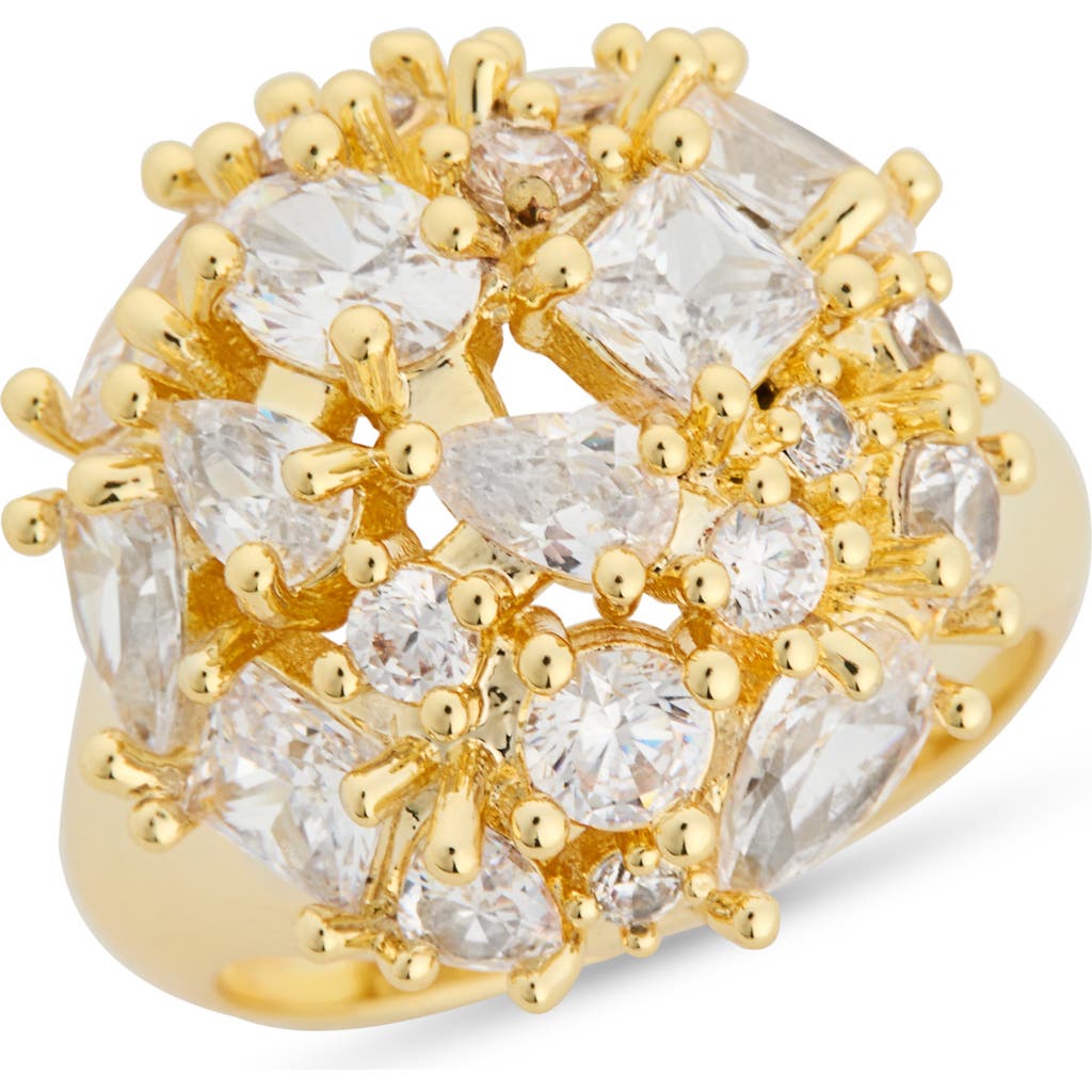 Covet Crystal Cluster Dome Ring In Gold