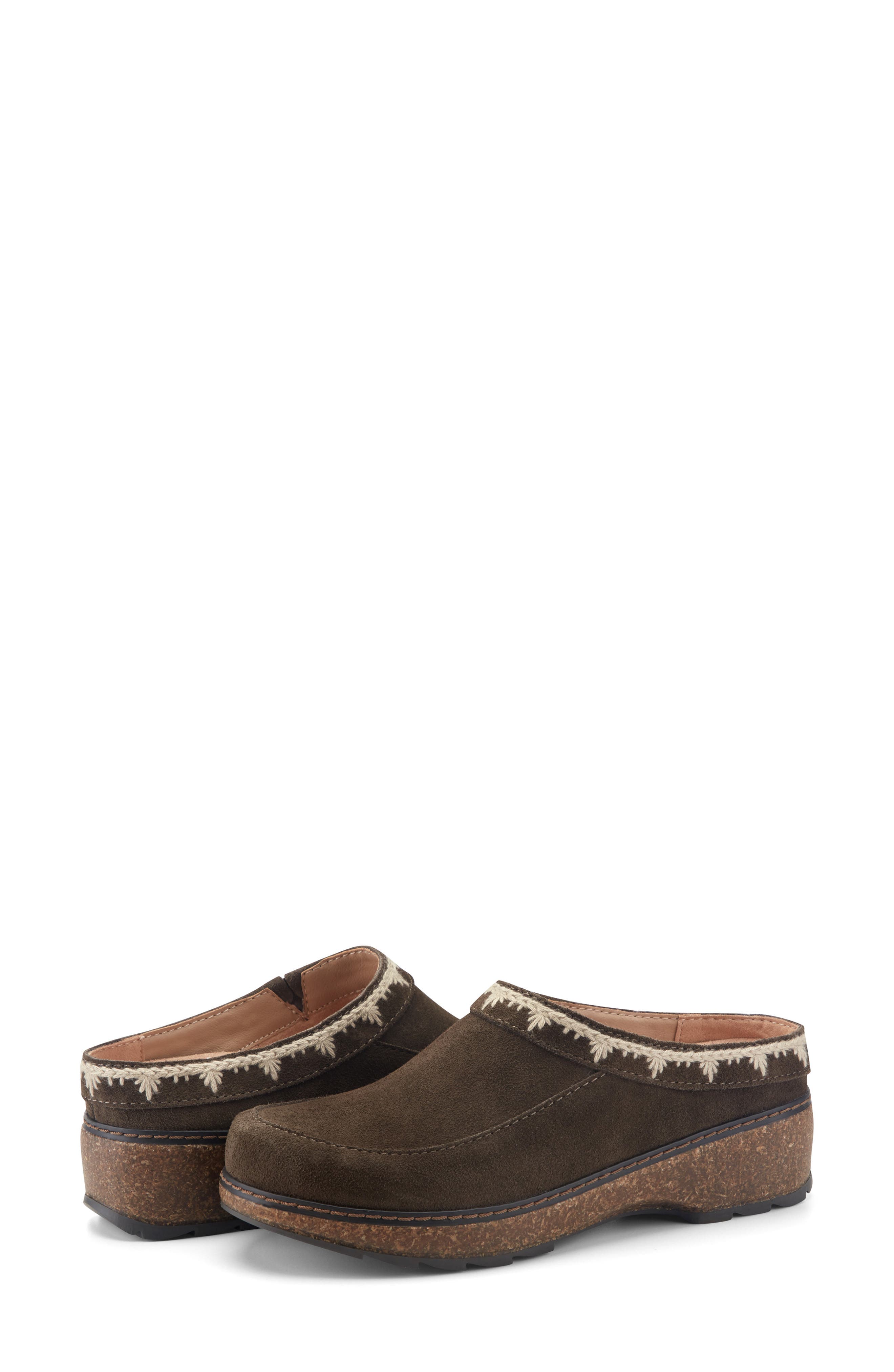 Kamona Clog, Alternate, color, DARK BROWN SUEDE