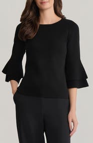 KASPER Double Flare Sleeve Sweater