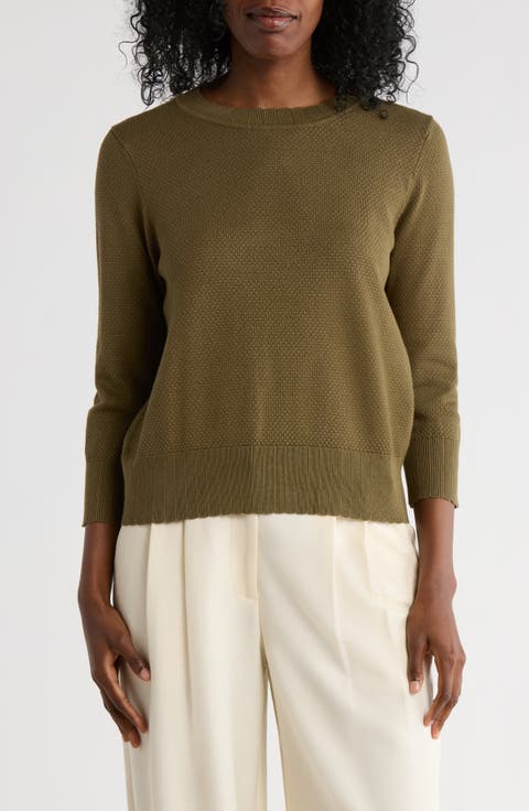 Scalloped Three-Quarter Sleeve Sweater