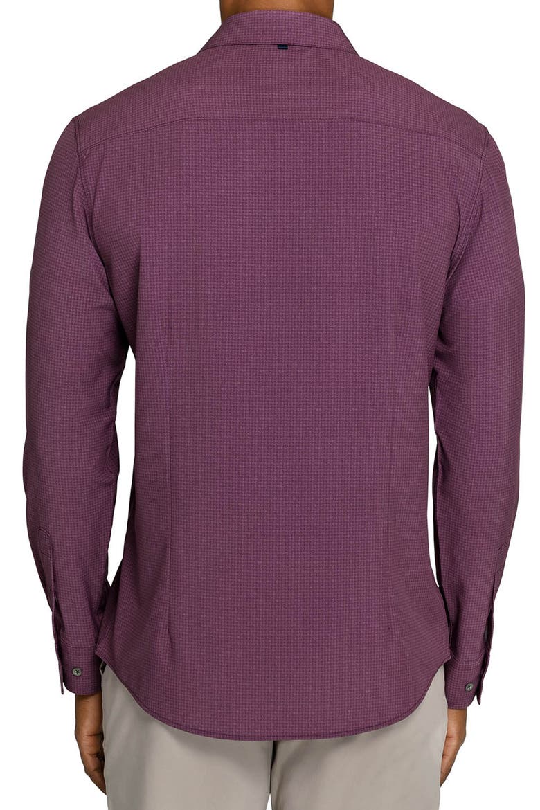 Houndstooth Performance Long Sleeve Button Up Shirt, Alternate, color, MAROON