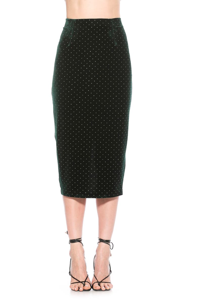 Alexia Admor Jayden Studded Velvet Midi Skirt, Main, color, 