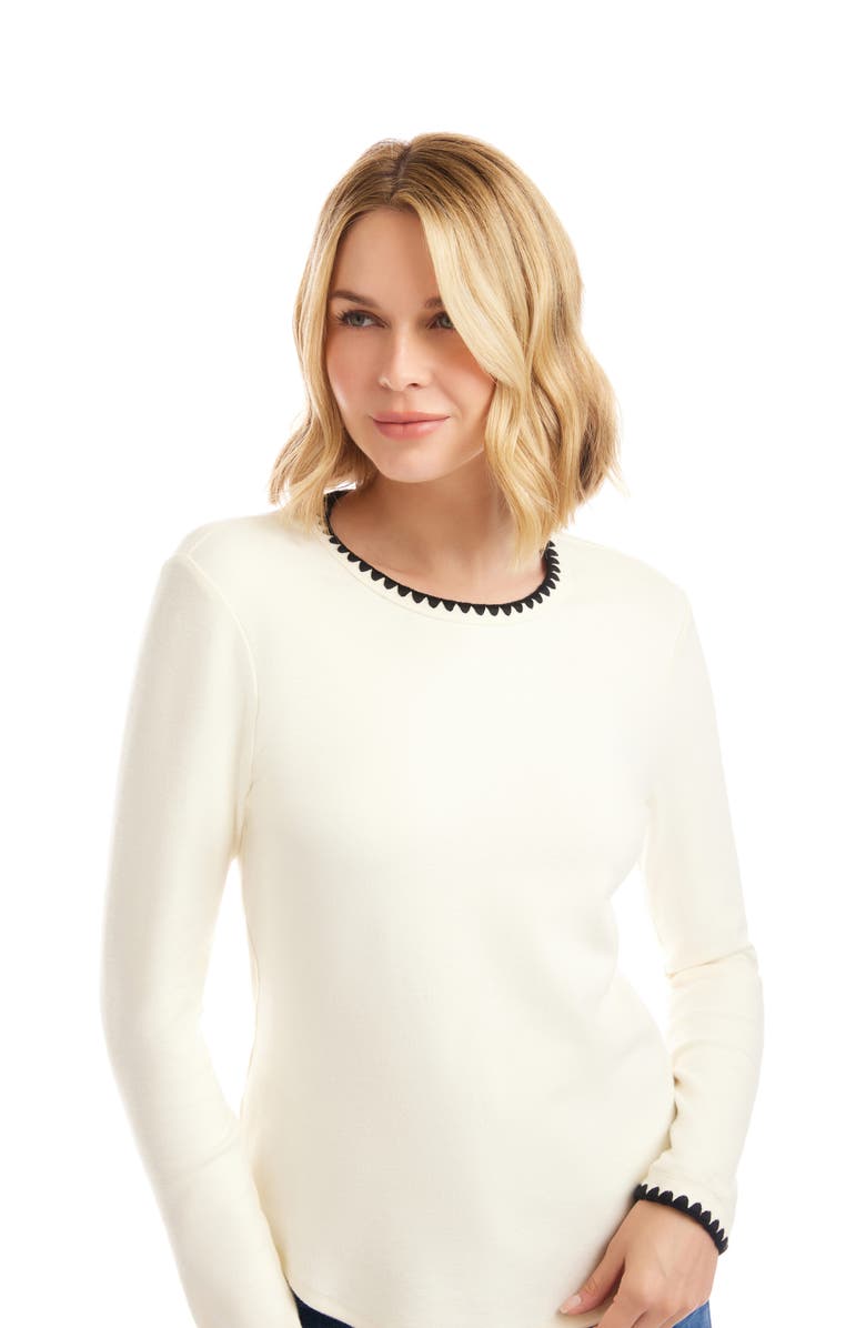 Karen Kane Edge Stitch Crewneck Top, Alternate, color, Cream/ Black