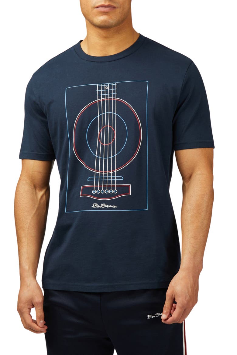 Linear Guitar Organic Cotton Graphic T-Shirt, Main, color, DARK NAVY