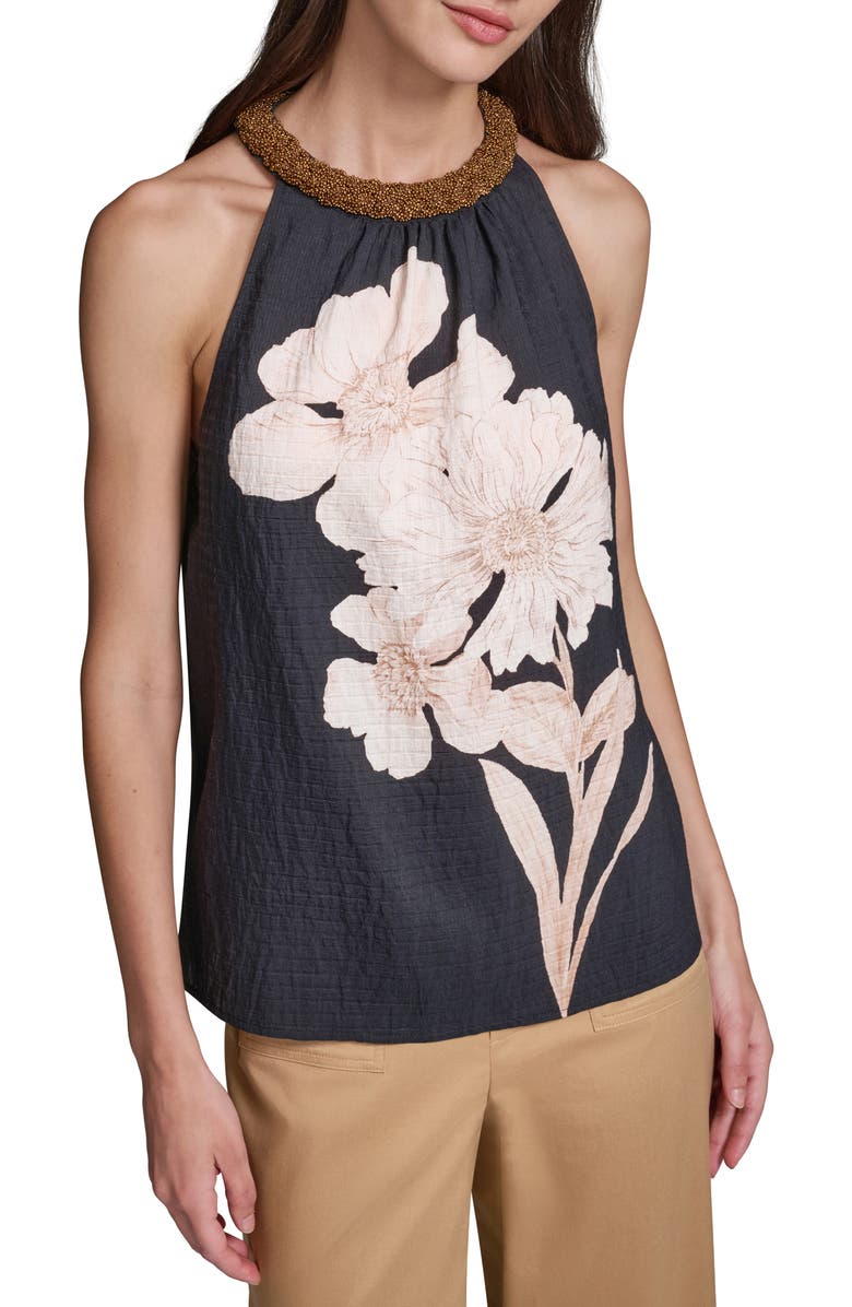 KARL LAGERFELD PARIS Placed Floral Sleeveless Top, Main, color,