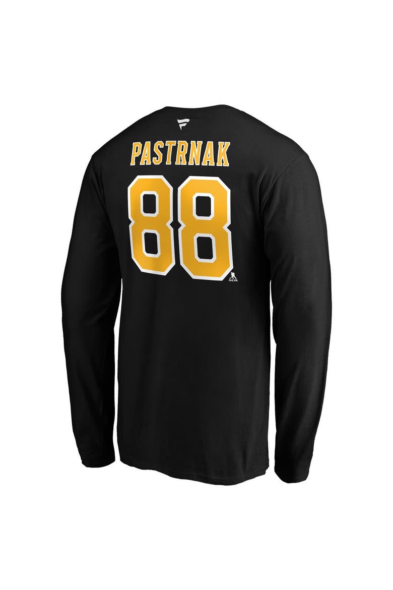 Men's Fanatics Branded David Pastrnak Black Boston Bruins Authentic Stack Name & Number Long Sleeve T-Shirt, Alternate, color, Black