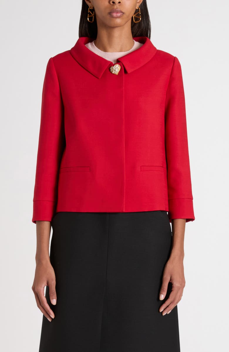 Valentino Garavani Crepe Couture Jacket, Main, color, Dark Red