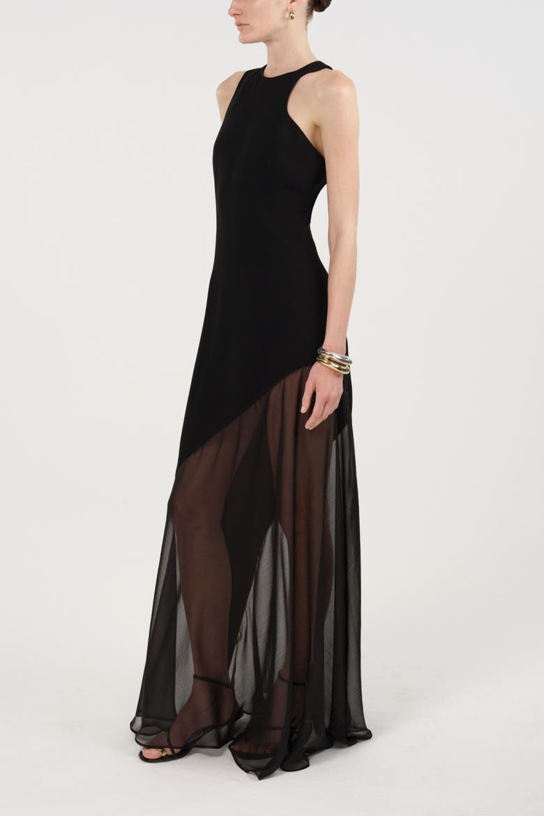 Sheer Detail Maxi Dress, Alternate, color, Black