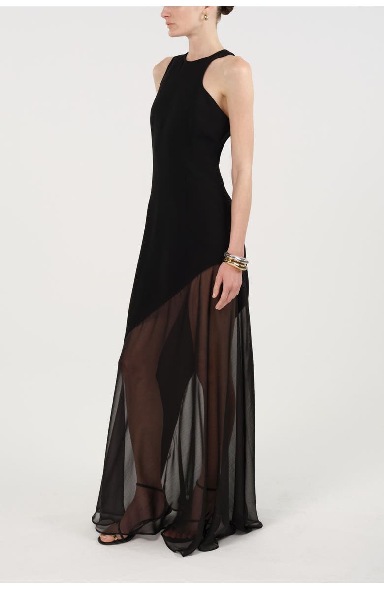 Nocturne Sheer Detail Maxi Dress, Alternate, color, Black