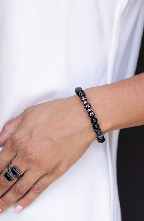 Sheryl Lowe Black Mix 8mm Bead Bracelet With 4 Diamond Rondelles