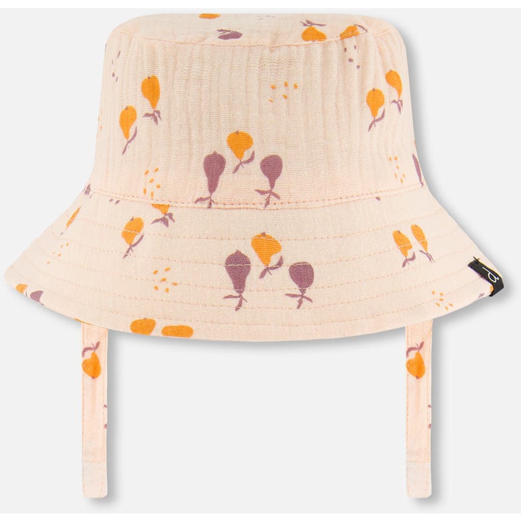Deux Par Deux Baby Girl's Printed Muslin Bucket Hat Peach With Pears In Peach With Pears Print